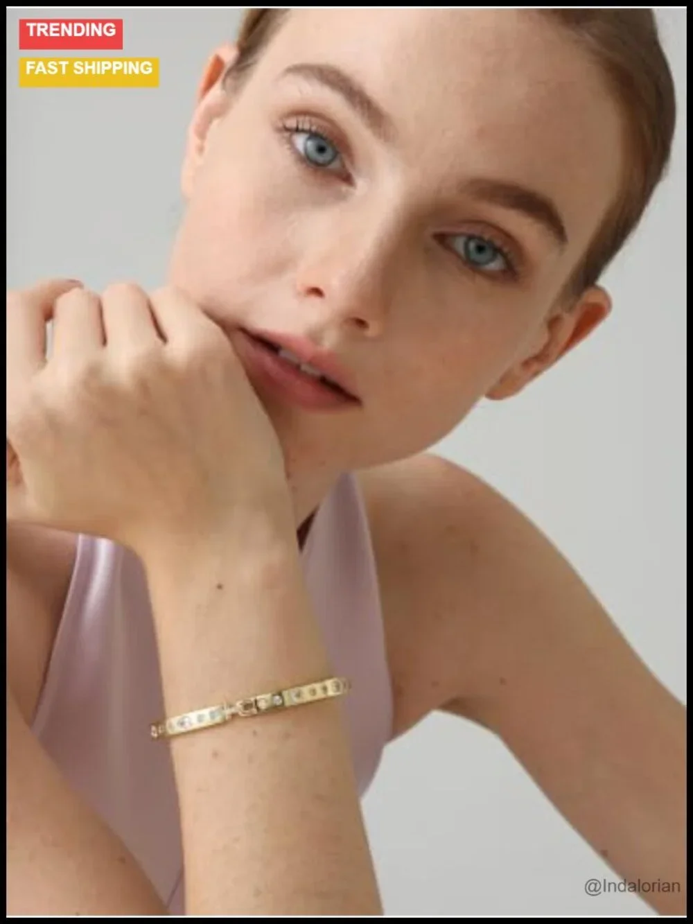 14K Gold Filled Bangle Bracelet 6mm Minimalist CZ Hidden Clasp Everyday Jewelry